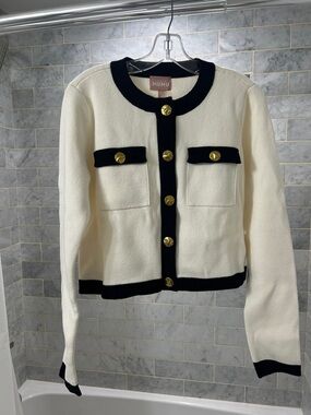 NWT Show Me Your MuMu Kit Cardi Cream and Black Knit women’s size large